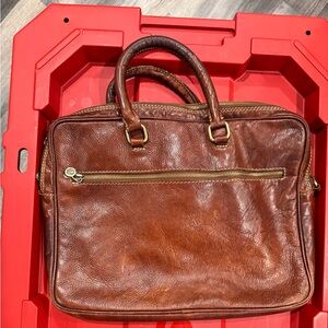 Vera Pelle Persaman Made in Italy Brown Leather‎ Bag Used.